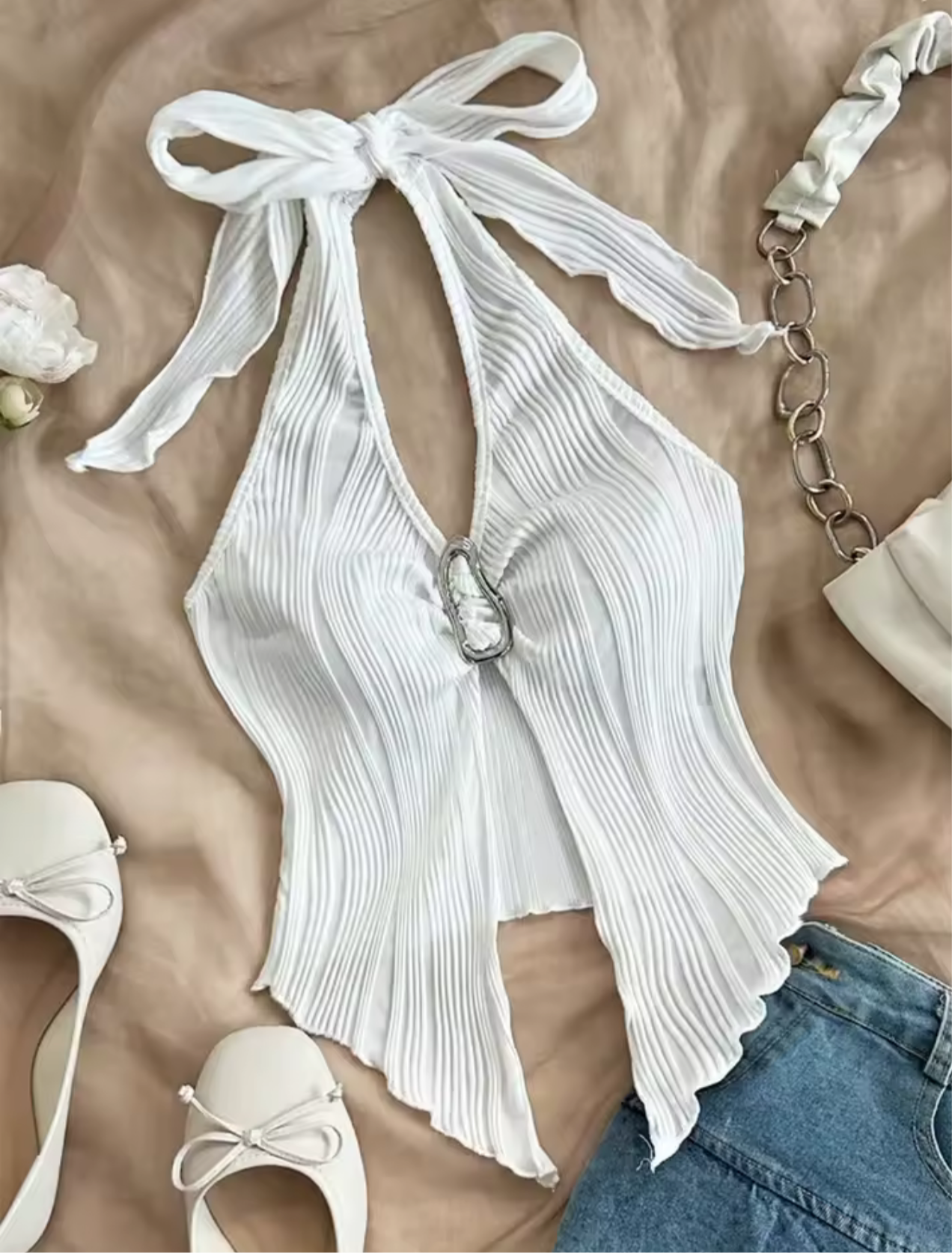 Top Cuello V Blanco