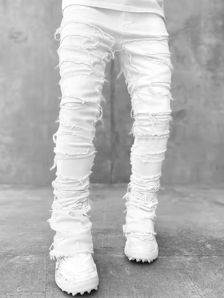 Pantalón Rasgado Informal Blanco