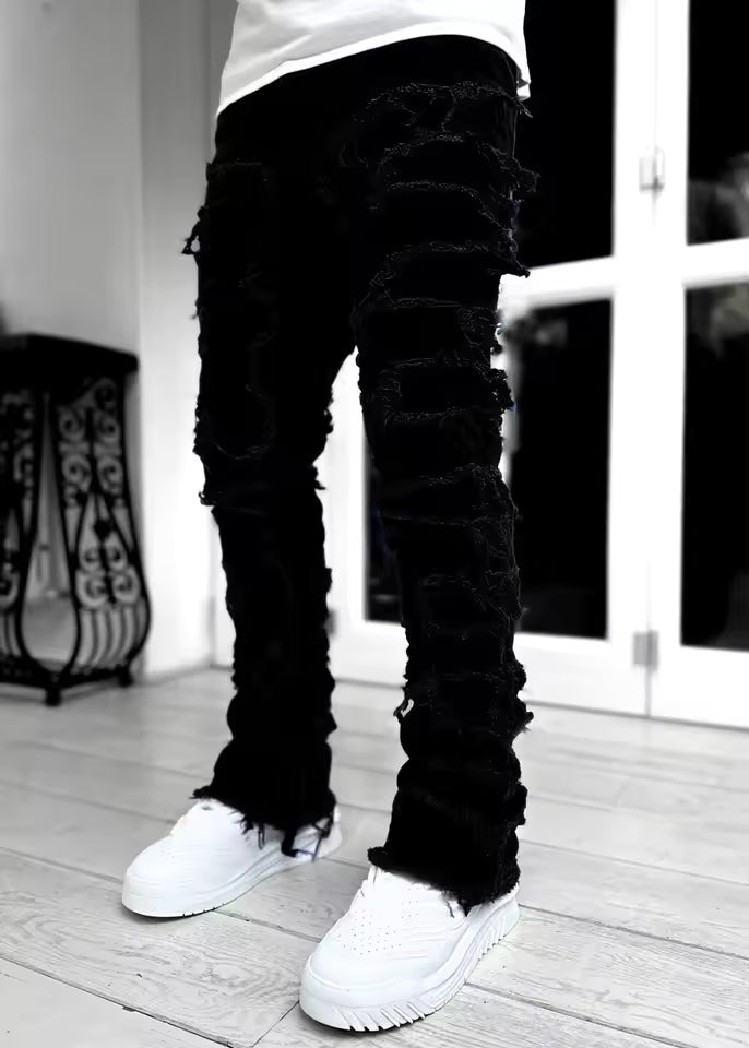 Pantalón Rasgado Informal Negro