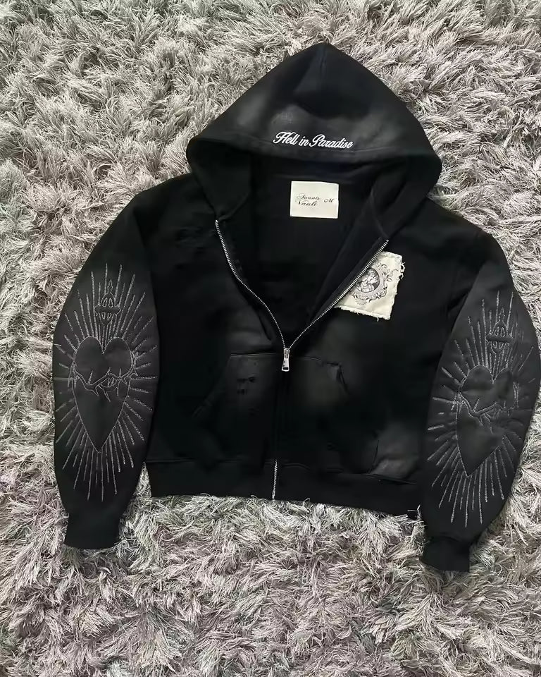 Sudadera Capucha Unisex Heart Negra